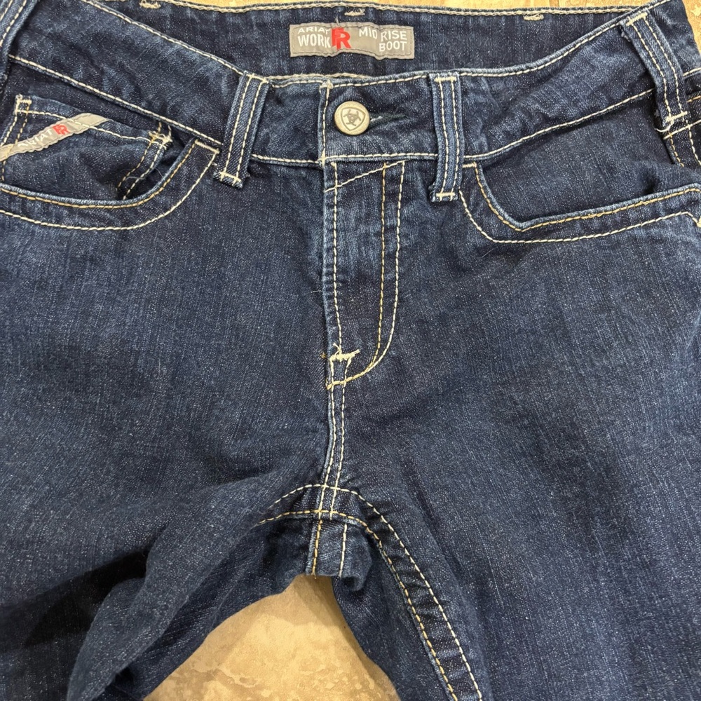 Ariat Women's FR Mid‎ Rise Bootcut Stretch Work Jeans sz 30S - Picture 4 of 14